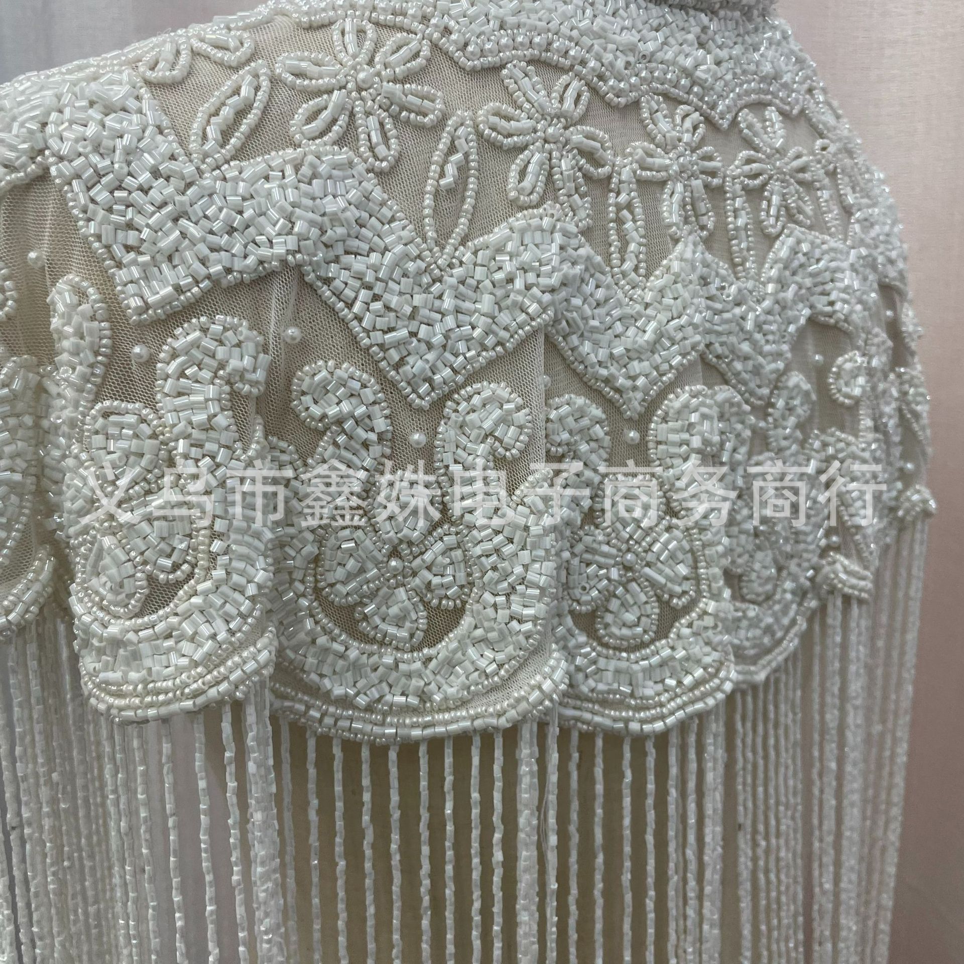 Fringed sequined shawl, European and American retro Gatsby ball party beaded evening dress, short small shawl pic 15