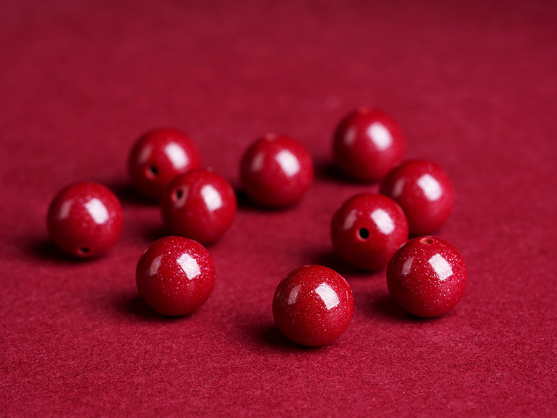 Jiuya Crystal natural raw ore cinnabar loose beads, purple gold sand round beads, semi-finished products, imperial red sand decorative beads pic 10