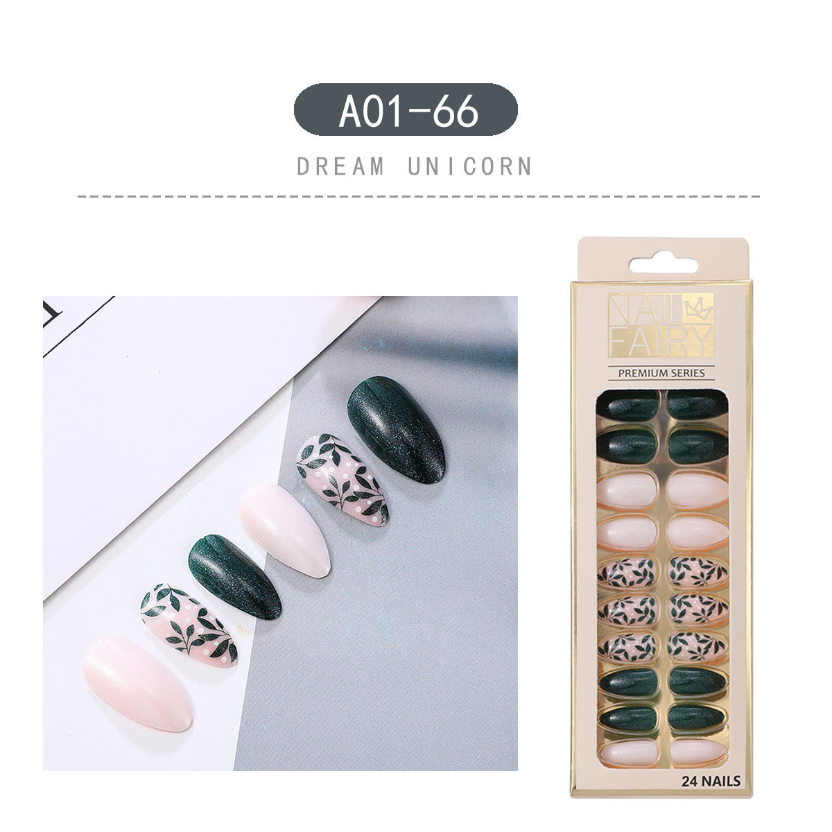 New leopard print teardrop nail, 24-piece nail patch, wearable nail, French pointed nail patch, finished false nail, short style pic 11