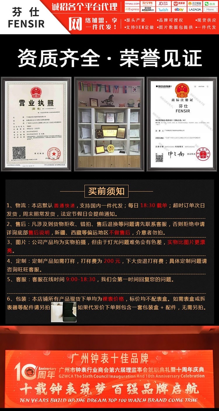 跨境热销商务电子表大表盘朋克防水夜光日期多功能石英表工厂批发详情3