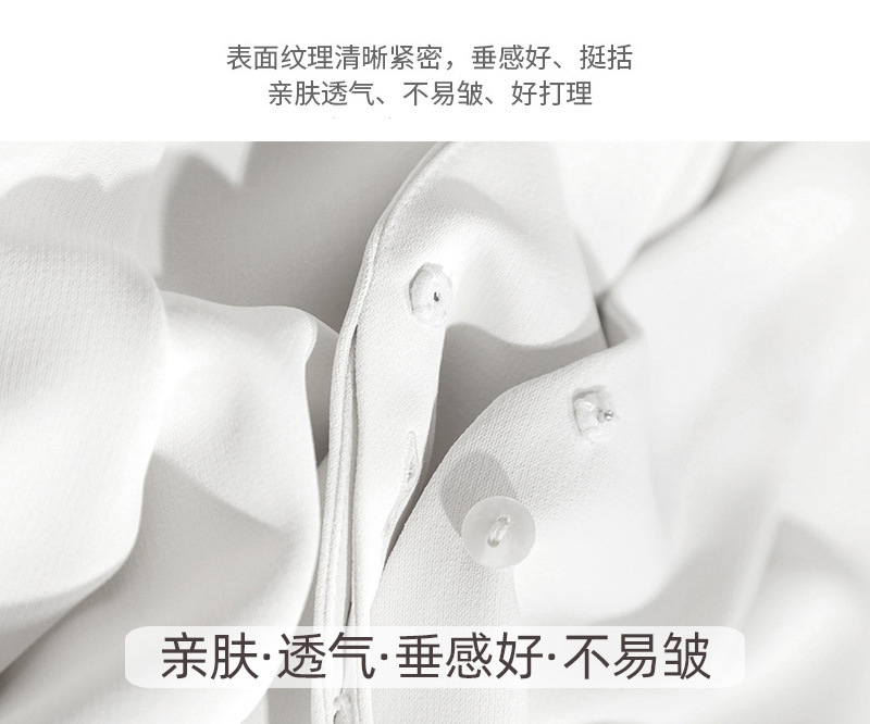 衬衫女夏季短袖大码雪纺宽松弹力白色法式上衣气质百搭职业衬衣详情8