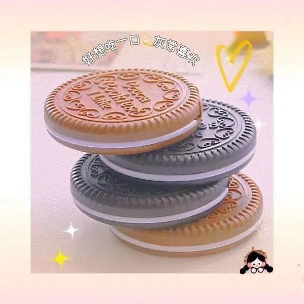 创意ins可爱奥利奥巧克力饼干镜子户外便携随身镜迷你折叠化妆镜.详情9