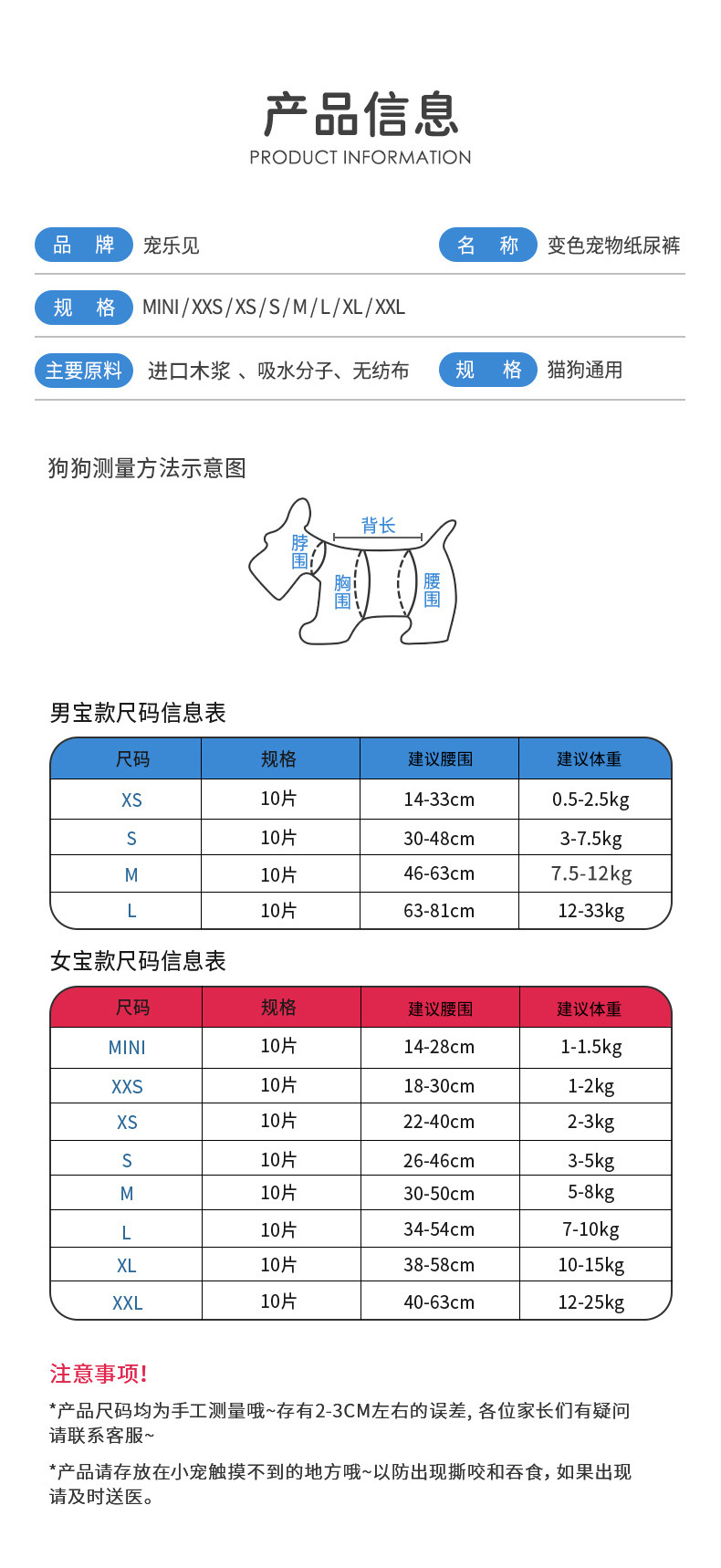 宠乐见狗狗尿不湿生理裤一次性母狗变色姨妈巾宠物公狗纸尿裤批发详情14