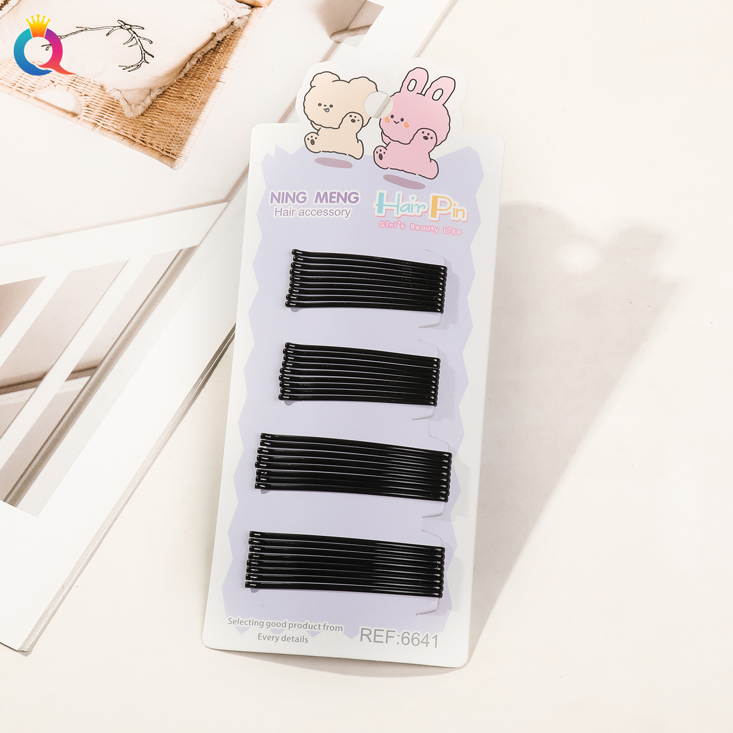 Wholesale of Qiyue Classic black straight clips, durable lacquered hair clips, braided hair clips, broken hair bangs clips and side clips pic 106