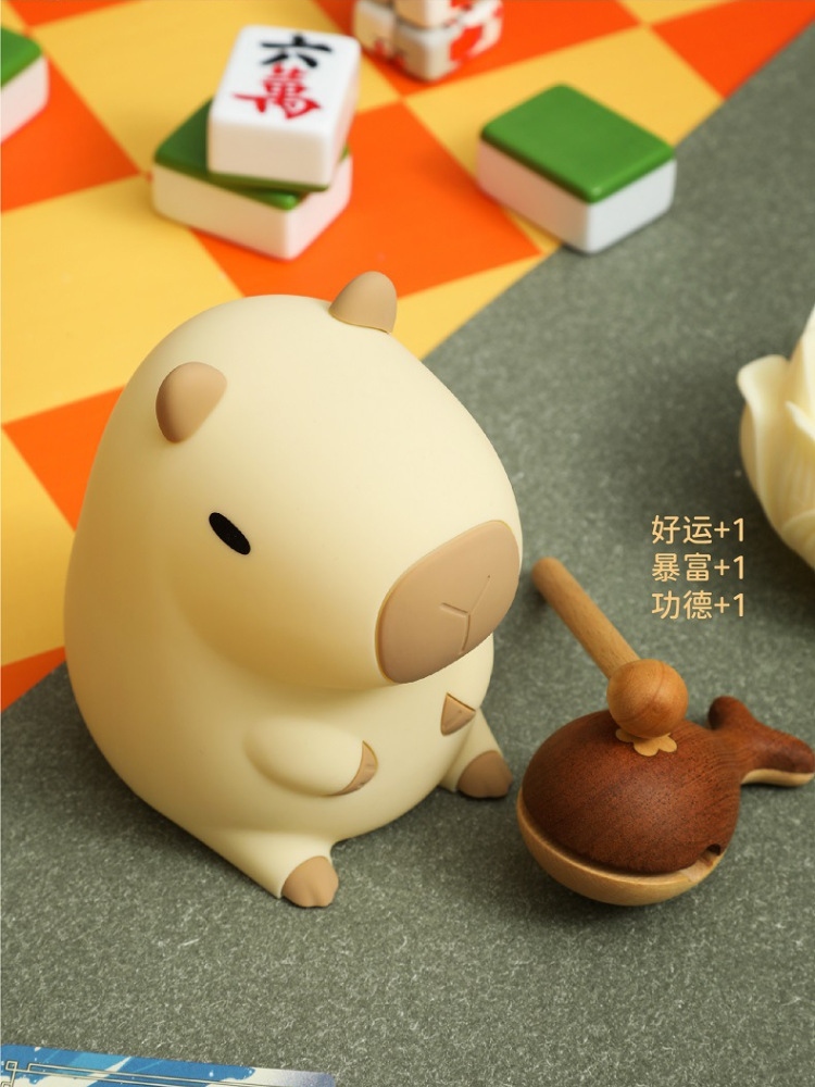 搪胶萌宠卡皮巴拉小夜灯儿童学生朋友礼物高级感卧室摆件卡皮巴拉拍拍灯详情7