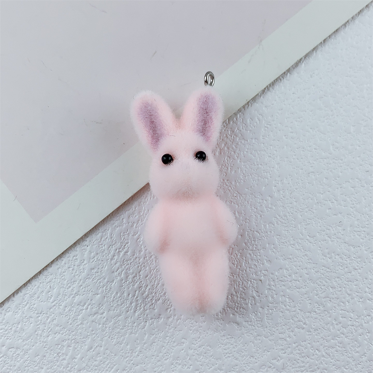 Resin flocking three-dimensional cartoon cute colorful rabbit animal pendant DIY handmade jewelry pendant accessory material resin flocking small figurine pendant pic 3