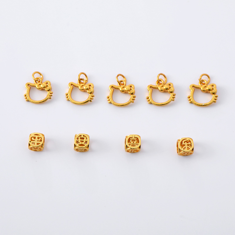 diy bracelet accessories 3D peace, joy, cute cat head carved bracelet pendant jewelry factory direct supply pic 8