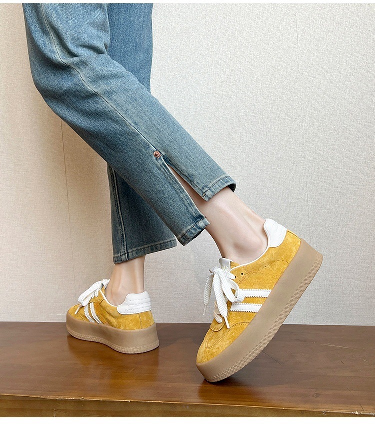 厚底拼色德训鞋女2025新款小个子增高百搭平底系带运动休闲阿甘鞋详情24