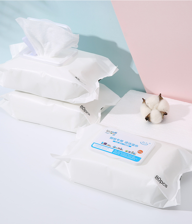 定制厨房湿巾80抽大包装工厂大量批发去污去油渍清洁油烟机湿纸巾详情17