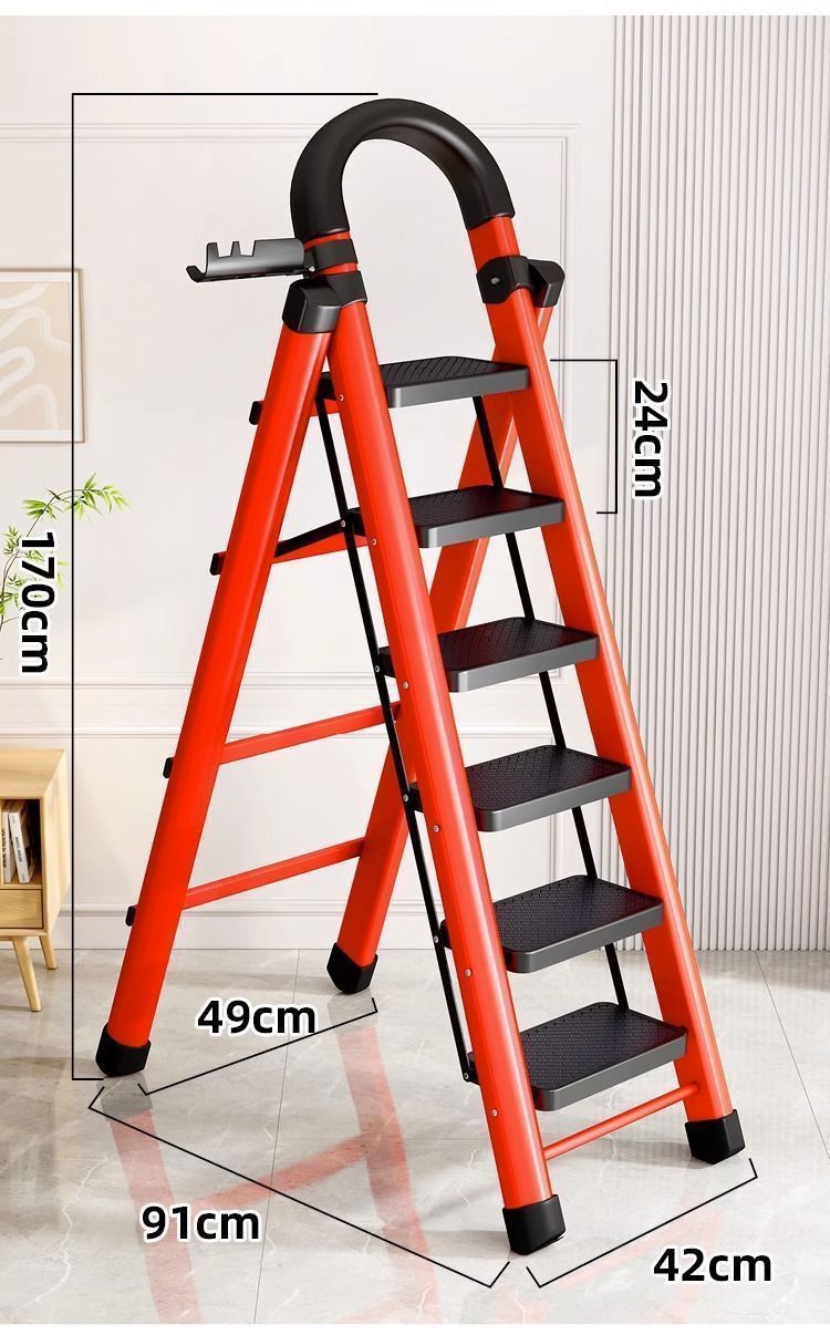 乔迁梯子家用折叠梯加厚碳钢人字梯移动梯伸缩楼梯多功能室赵之李详情18