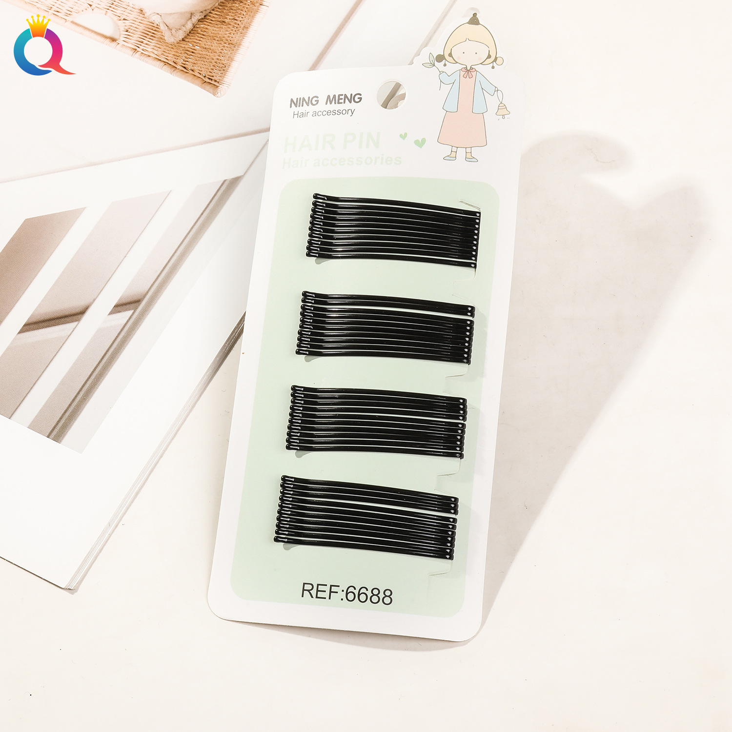 Wholesale of Qiyue Classic black straight clips, durable lacquered hair clips, braided hair clips, broken hair bangs clips and side clips pic 78