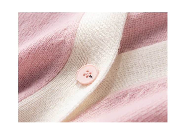 A stylish V-neck contrasting color wool cardigan with a simple and loose, fashionable knitted jacket for women in the autumn of 2024 pic 26