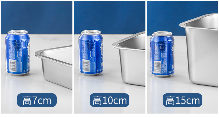 不锈钢方盆加深加厚不锈钢方盘带盖方形不锈钢猫砂盆餐厅蒸饭盘详情4