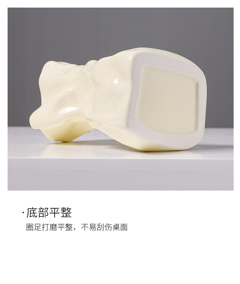 2025 New Nordic light luxury ceramic vase with a high-end feel, ins cream style, French hydroponic fresh flowers, hotel and home, living room flower arrangement, dining table decoration pic 7