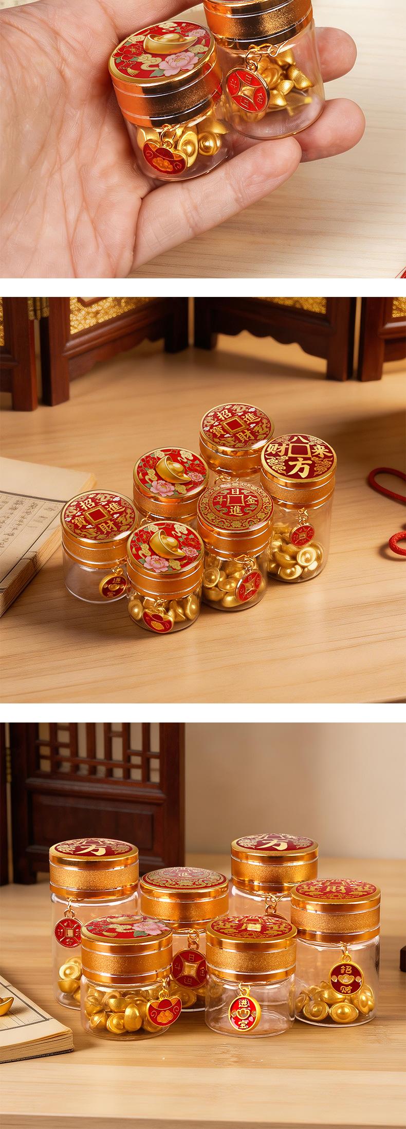 Tuobang Longchuan Gold Bean Storage Bottle, Wish Bottle, Decorative Small Ornaments, Mini Fortune Glass, Money Attracting Bottle, Gold Storage Sealed Empty bottle pic 4