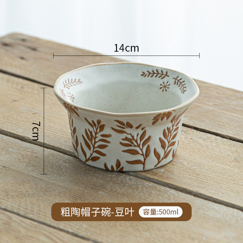 日式陶瓷米饭碗手绘釉下彩家用小碗创意甜品碗夏季沙拉碗陶土勺子详情12