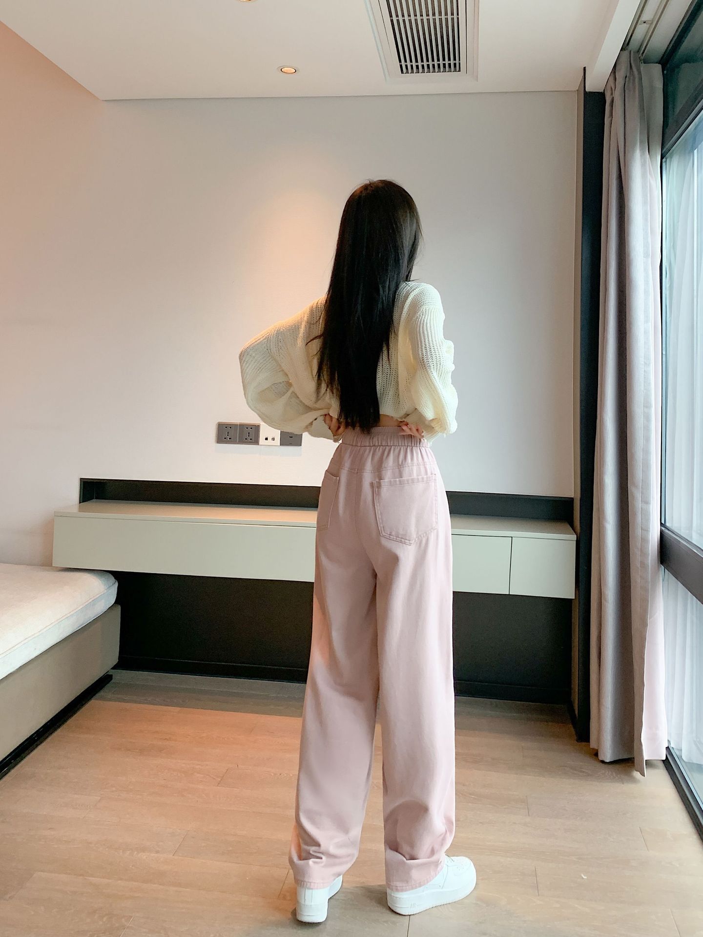 纯棉休闲裤女夏秋新款复古宽松百搭显瘦松紧腰九分裤时尚哈伦裤子详情16