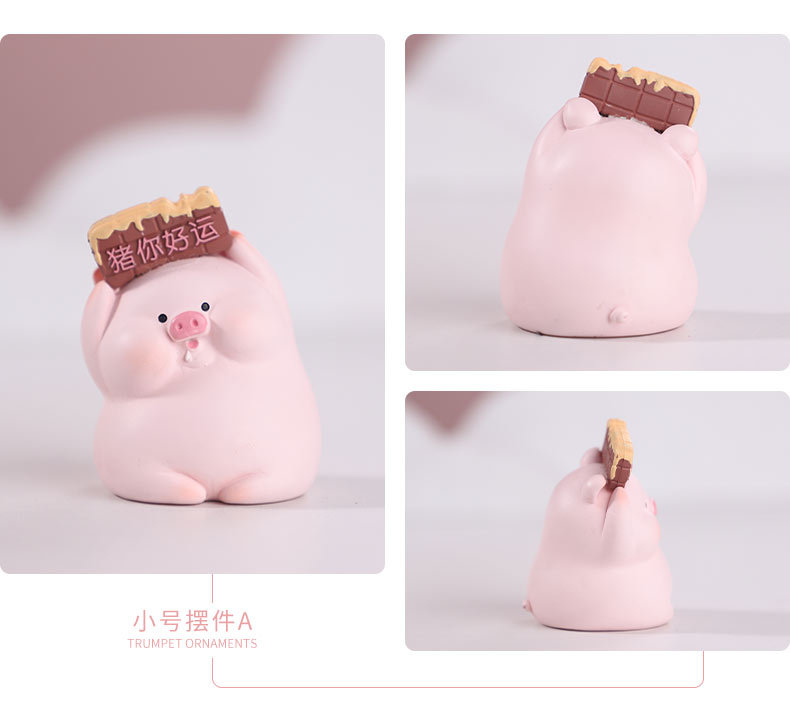 Resin small decorative items, creative home living room table decoration, plush toys, light luxury decorative items wholesale, cartoon decorative pig Nannan pic 11