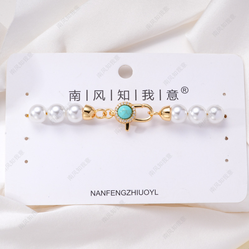 Pearl necklace clasp rose shell blade pin clasp connection end clasp sweater chain diy jewelry accessory pearl necklace clasp head full inlay zircon heavy industry lobster clasp spring clasp handmade end clasp sweater chain pic 28