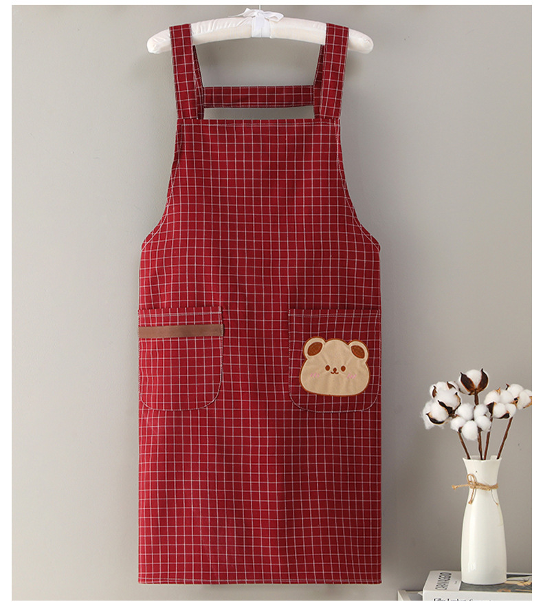 韩版家用围裙厨房透气印字logo男女通用餐饮耐磨围腰防脏卡通餐厅详情8