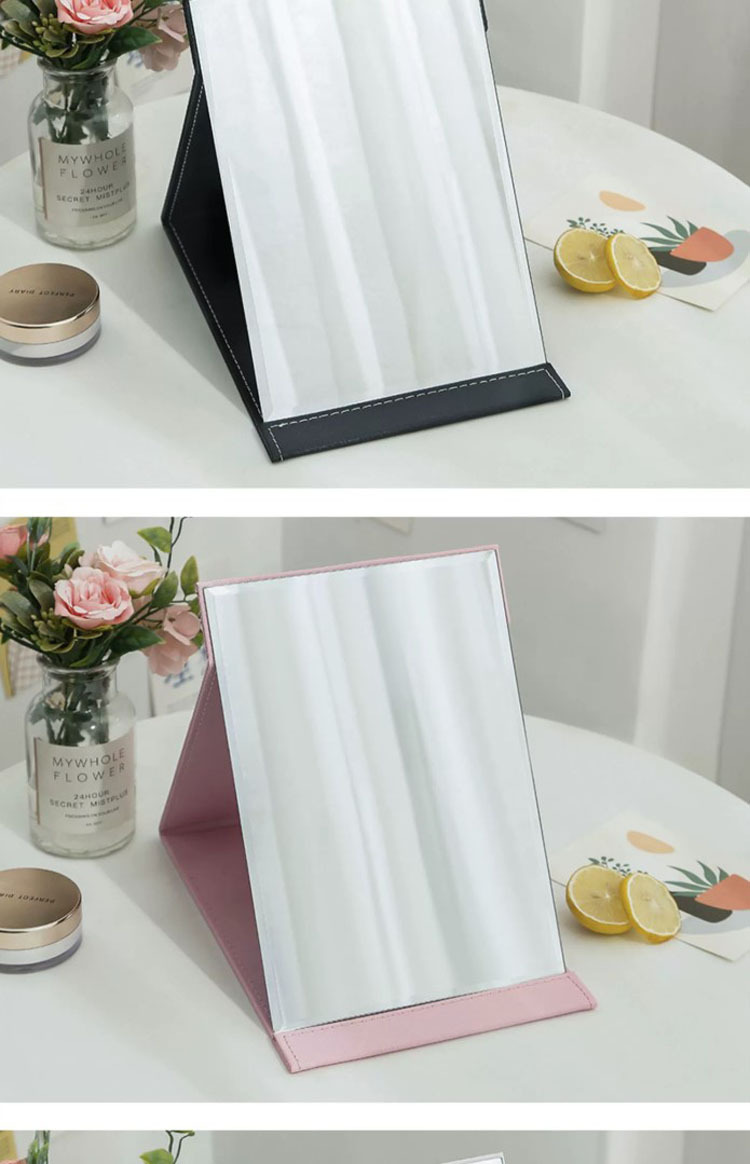 镜子化妆镜折叠台式便携随身高清学生宿舍公主女大小号桌面梳妆镜详情9