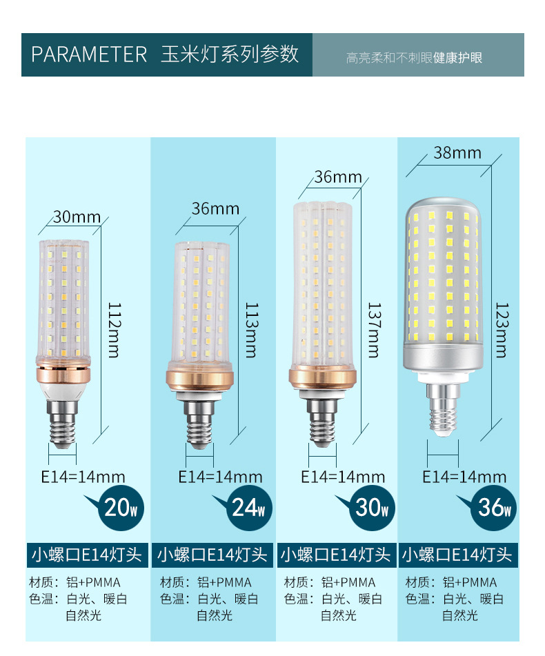 LED bulb screw socket energy-saving corn lamp, ultra-bright household E27E14 crystal chandelier, light source for living room, bedroom and dining room pic 11