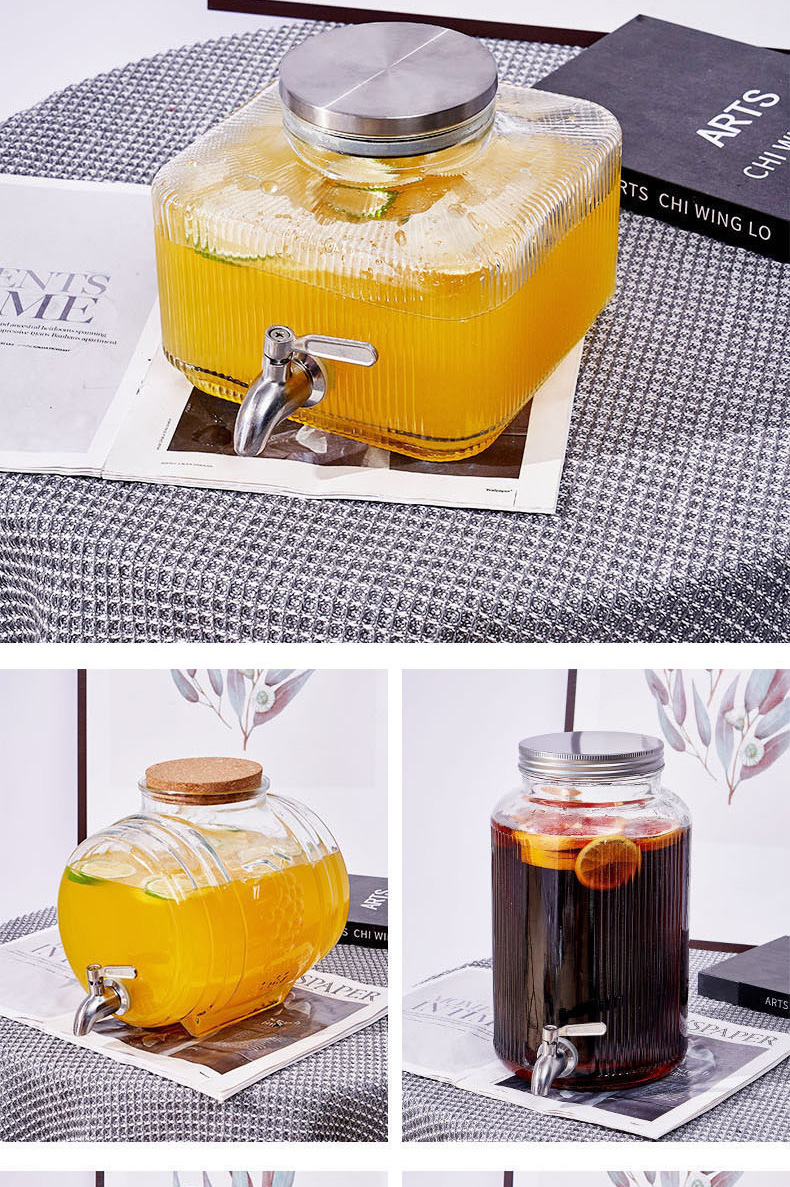 竖纹果汁罐 冰箱壶冷水壶冰箱饮料桶啤酒水果茶桶带龙头可乐桶详情8