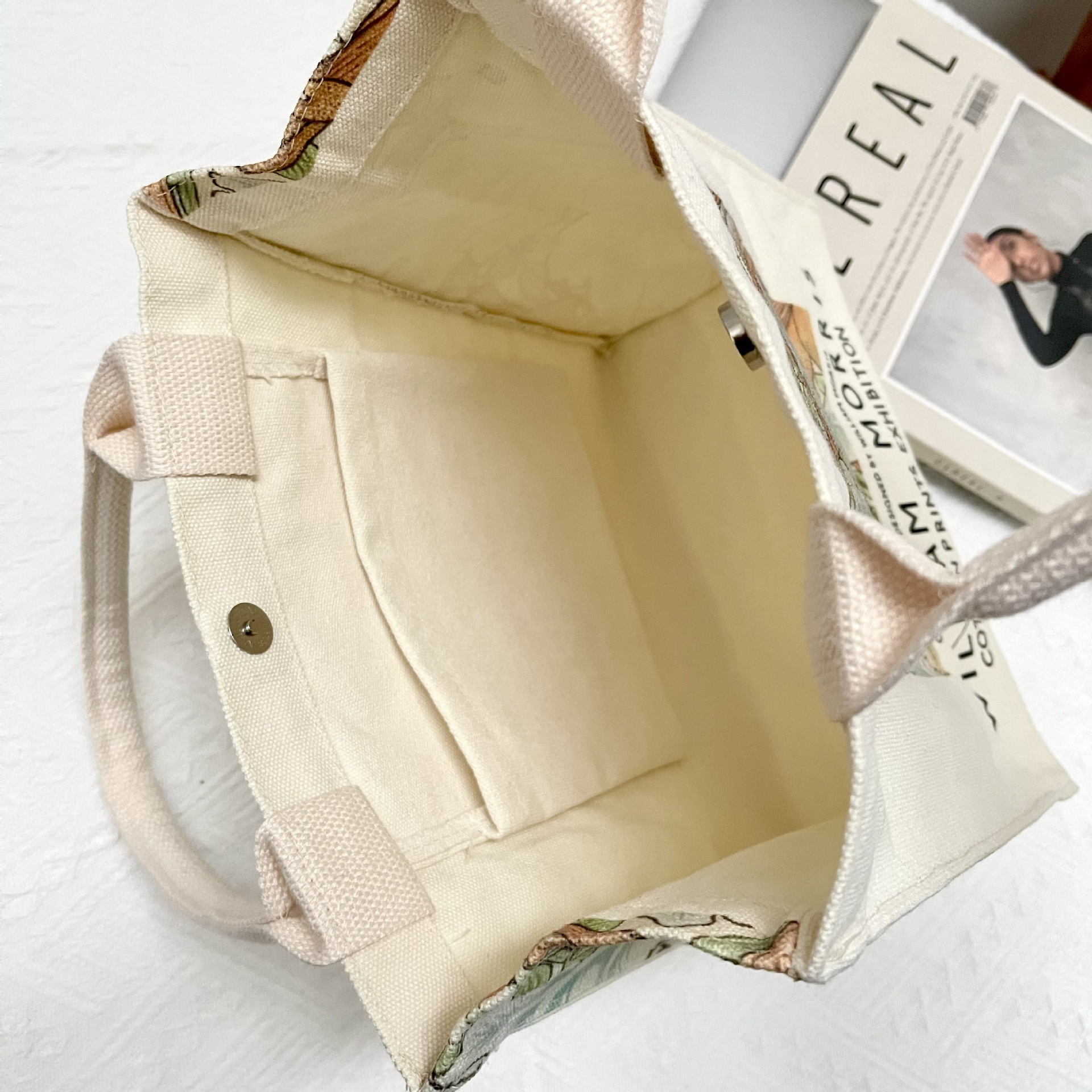 文艺风帆布包包大容量拉链单肩包外出手提袋便当包通勤妈咪包详情19