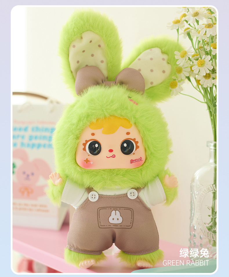 跨境爆款三小毛-三小毛-彩虹兔宝毛绒创意潮玩儿童玩偶包包挂件详情7