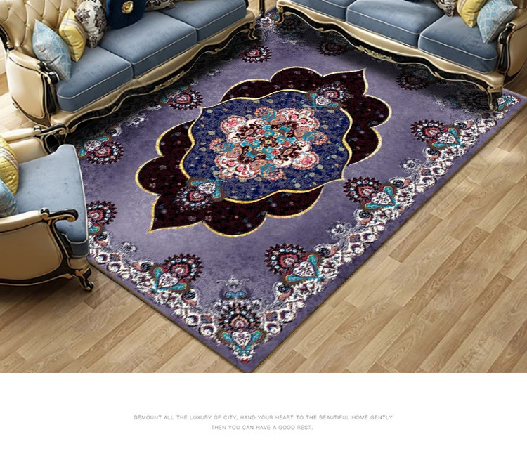 The living room, bedroom and bed are covered with large areas of Bohemian retro ethnic style carpets. The coffee table, sofa and floor MATS are all covered with carpets pic 13