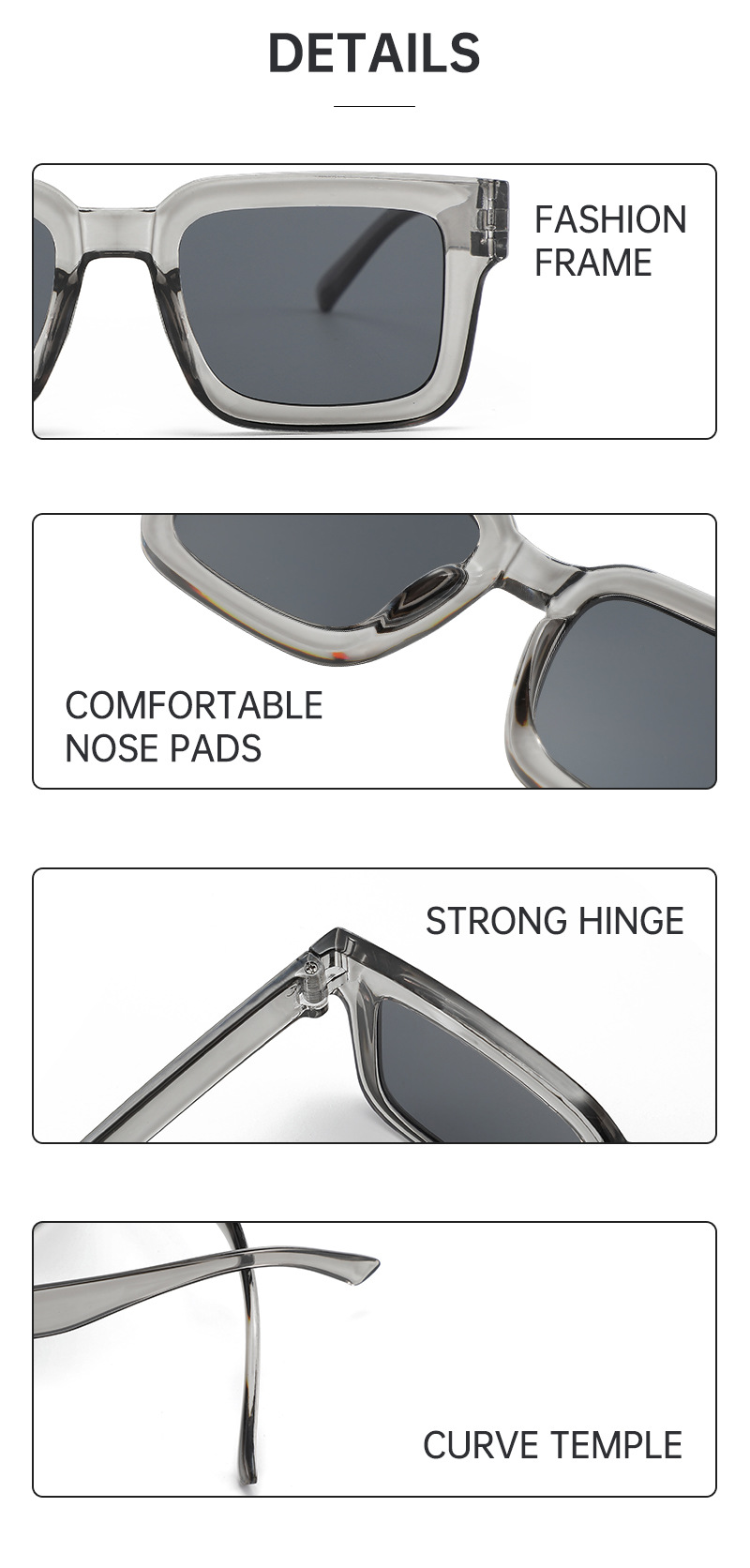 Small-framed concave-convex sunglasses, square for taking photos, UV protection, Korean-style sunglasses, trendy, natural and versatile, sunshade sunglasses pic 9