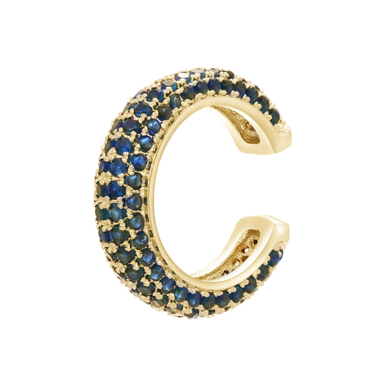 Beaded buckle jewelry, micro-inlaid color diamond ear bone clip, color zirconium simple style ear clip earrings, copper 18K gold-plated VE131 pic 7