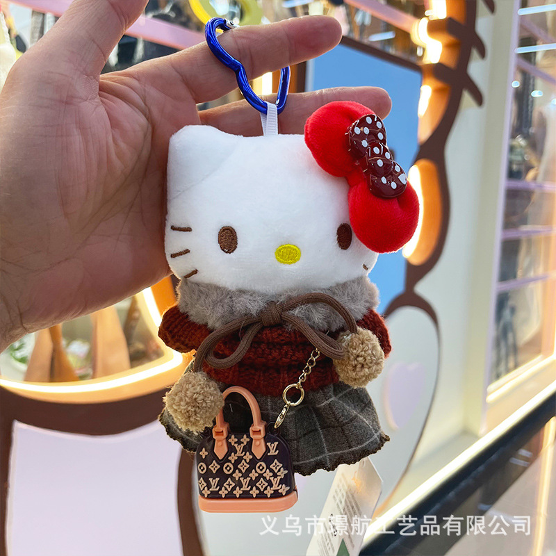 【 Genuine 】 hellokitty small pendant, cute plush doll kt doll dress, doll bag pendant pic 14