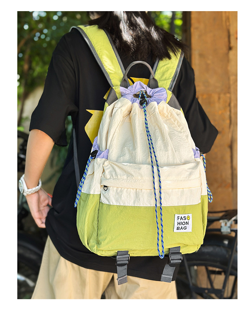 新款束口抽绳双肩包大容量休闲包户外运动登山包超轻量旅行背包详情7