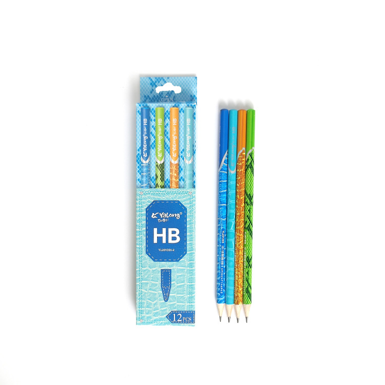 Yalong Amazon heat film coated fine packaging pencil texture printed wooden pencil pic 6