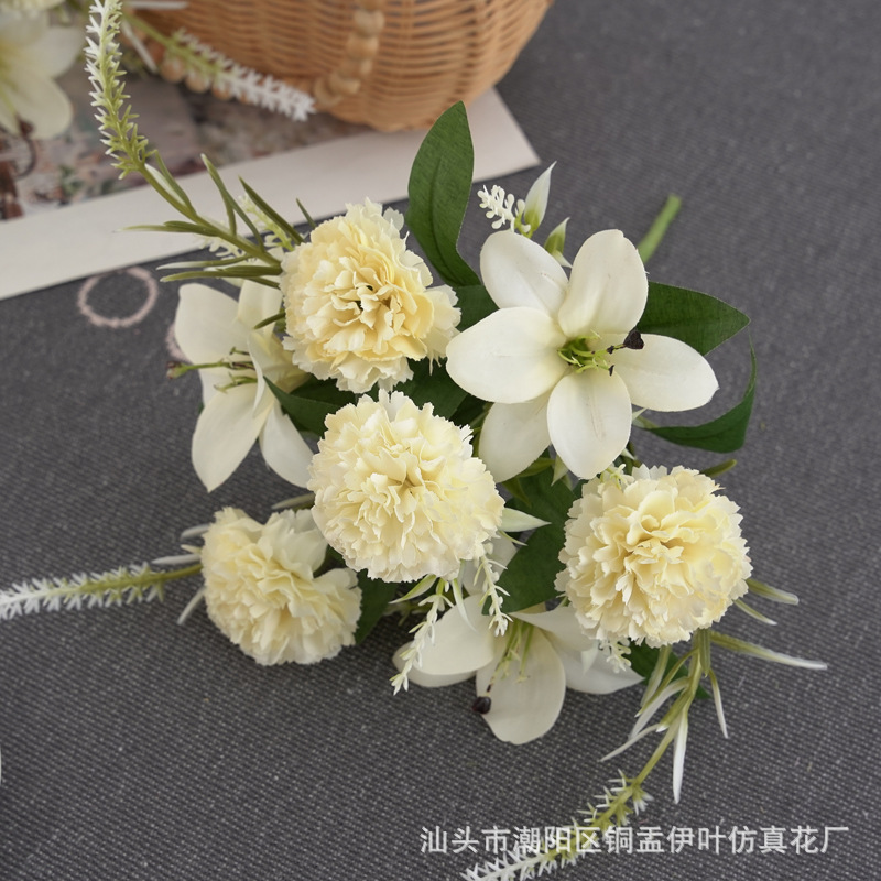 北欧仿真小玫瑰牡丹人造花家居装饰婚庆花墙洋甘菊花束详情19