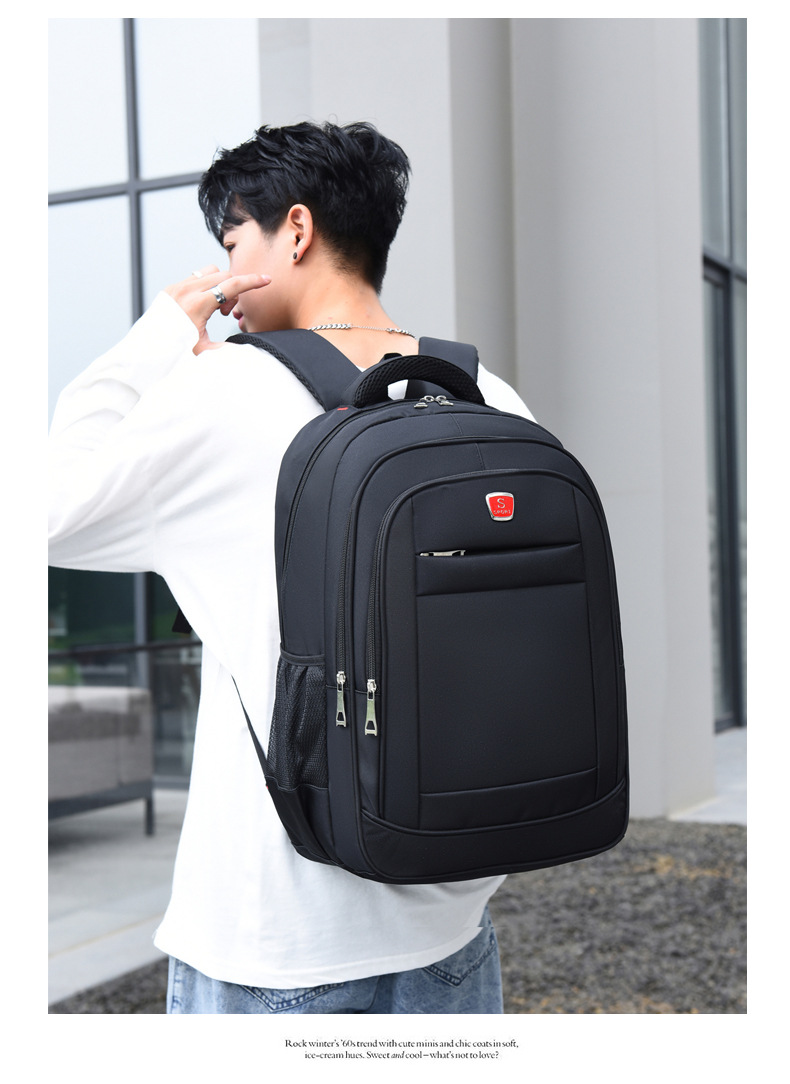 黑色双肩包户外男女通用幼儿园书包电脑背包主体18寸详情16