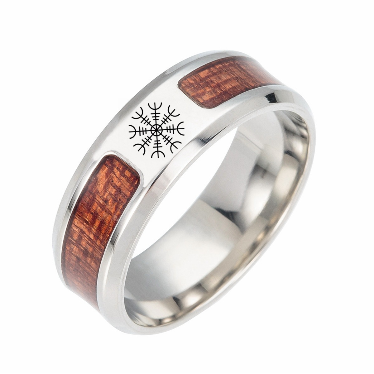 New half-circle wood grain jewelry from Europe and America, Celtic knot, Rune ring, Viking ring, Amazon new style pic 14