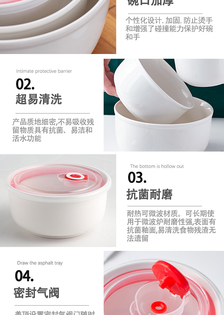 密封带盖便携保鲜碗 家用冰箱保鲜碗学生方便面便当盒汤碗饭碗详情9
