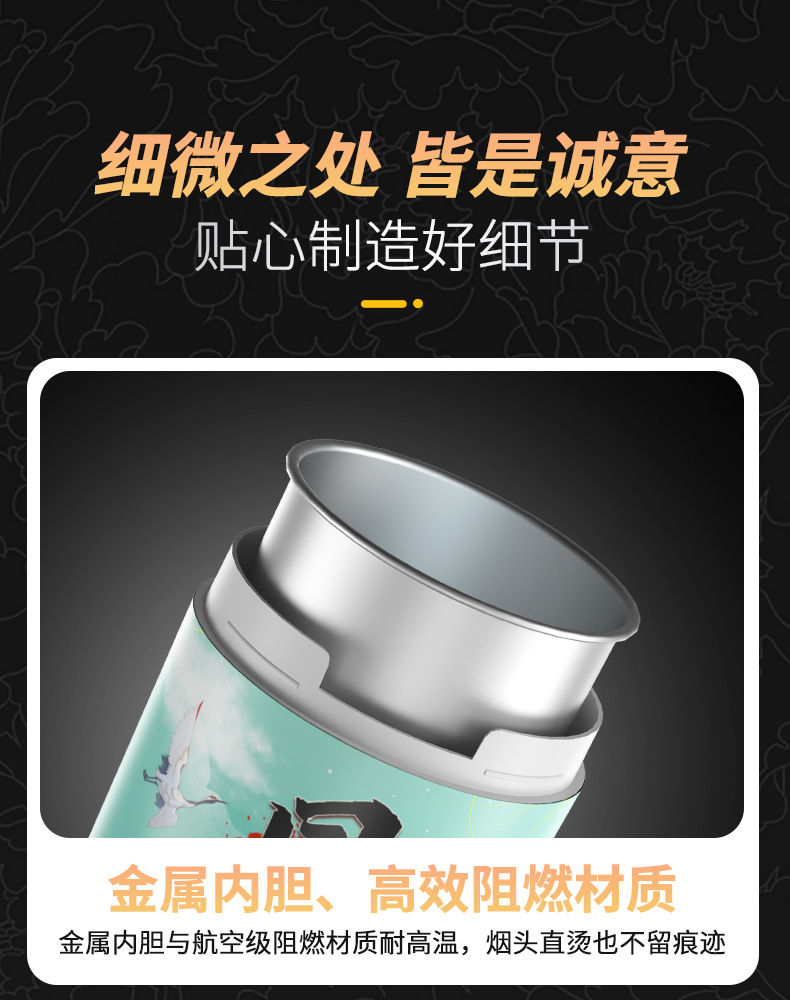 便携车载烟灰缸国潮风带盖带灯LED车内汽车用品详情7