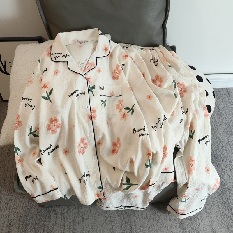 Cute cartoon mikko pajamas for girls in spring and autumn, cloud cotton long-sleeved, sweet student and Internet celebrity home wear set for summer pic 21