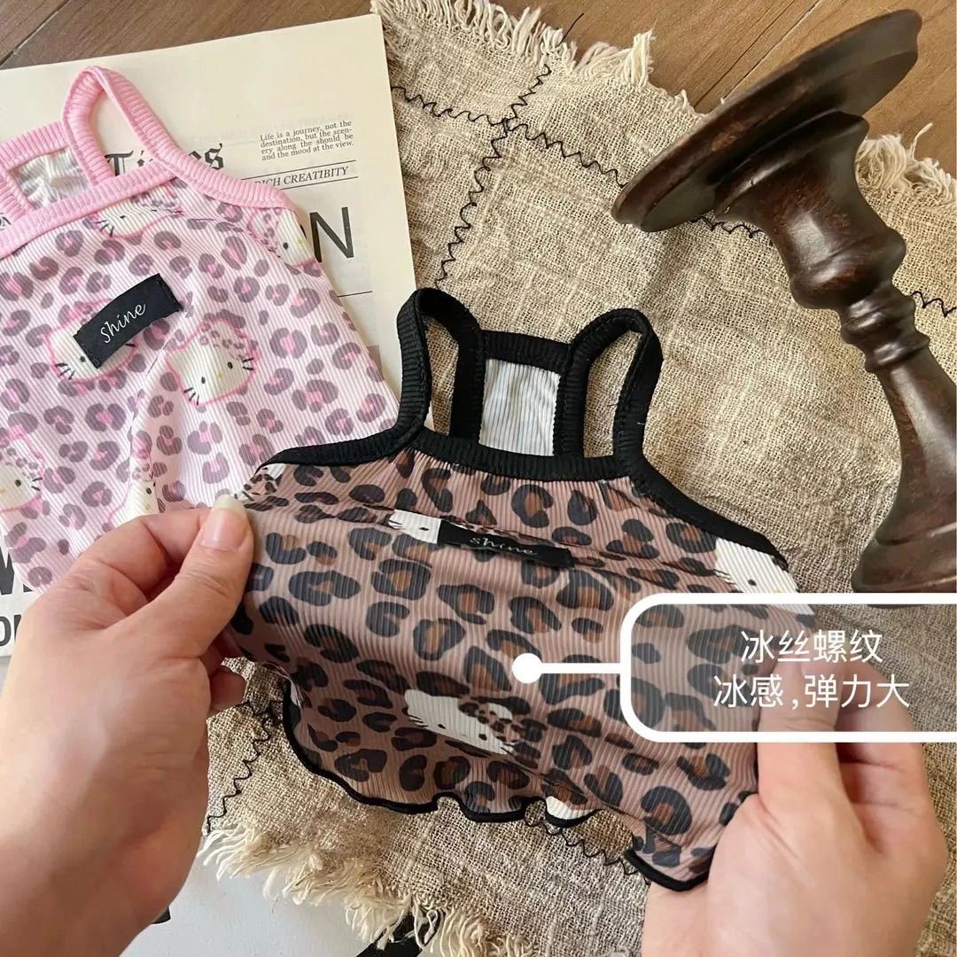 豹纹小狗狗吊带凉感宠物衣服夏季泰迪比熊博美背心猫夏装透气薄款详情4