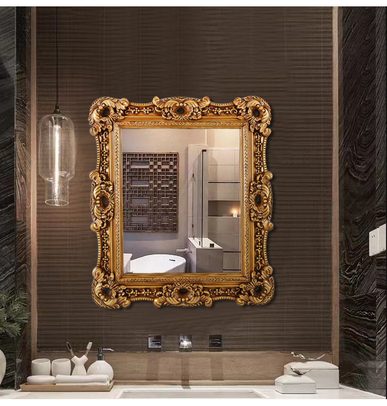 欧式古典油画框非树脂画框欧式浴室镜壁挂客厅玄关装饰镜子卫浴镜详情13