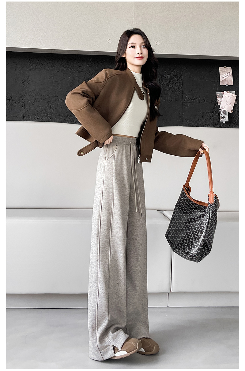 羊绒阔腿裤女秋冬季2025新款宽松直筒宽松垂感加绒加厚糯米休闲裤详情18