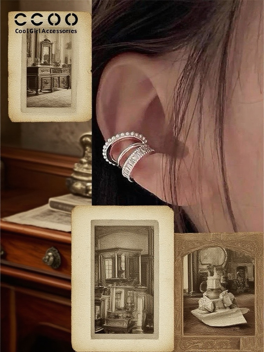 无耳洞多层珍珠锆石耳骨夹款轻奢饰品个性迷你气质小众设计师耳环详情9