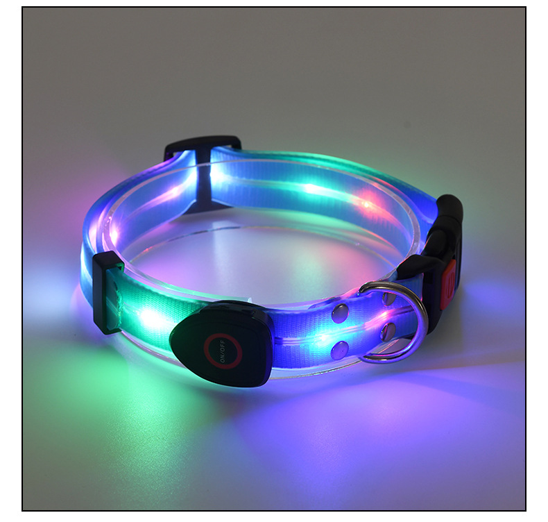 LED light-emitting collar, usb charging pet collar with light, pvc rubber-coated webbing dog leash, luminous dog collar pic 10
