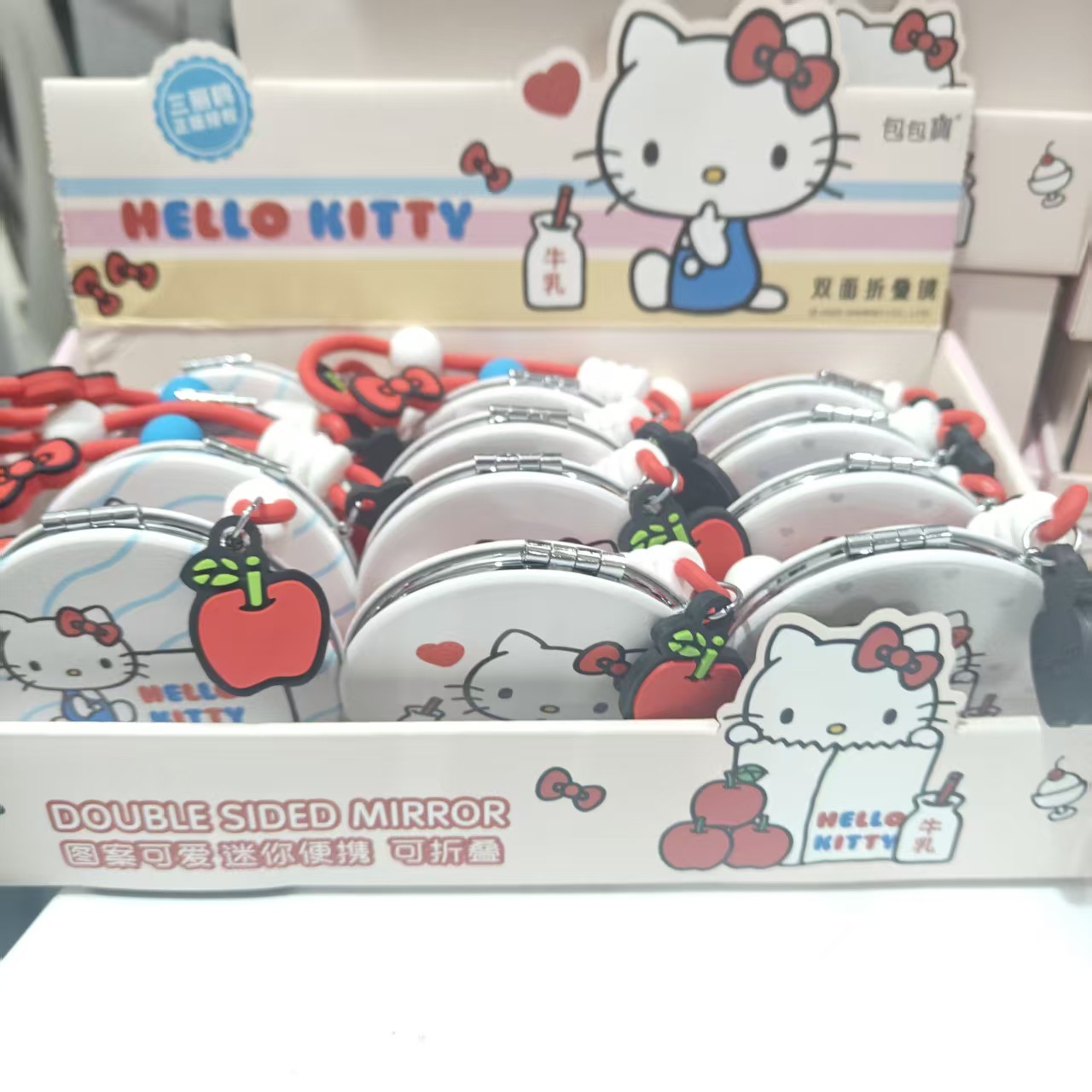 Square mini handheld folding small mirror, cute new cartoon girls' makeup mirror, high-definition double-sided portable pocket pic 8