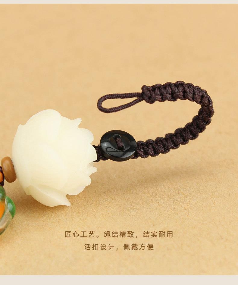 复古好柿连年汽车钥匙扣菩提雕刻钥匙挂件手工编织男女创意小礼品详情8