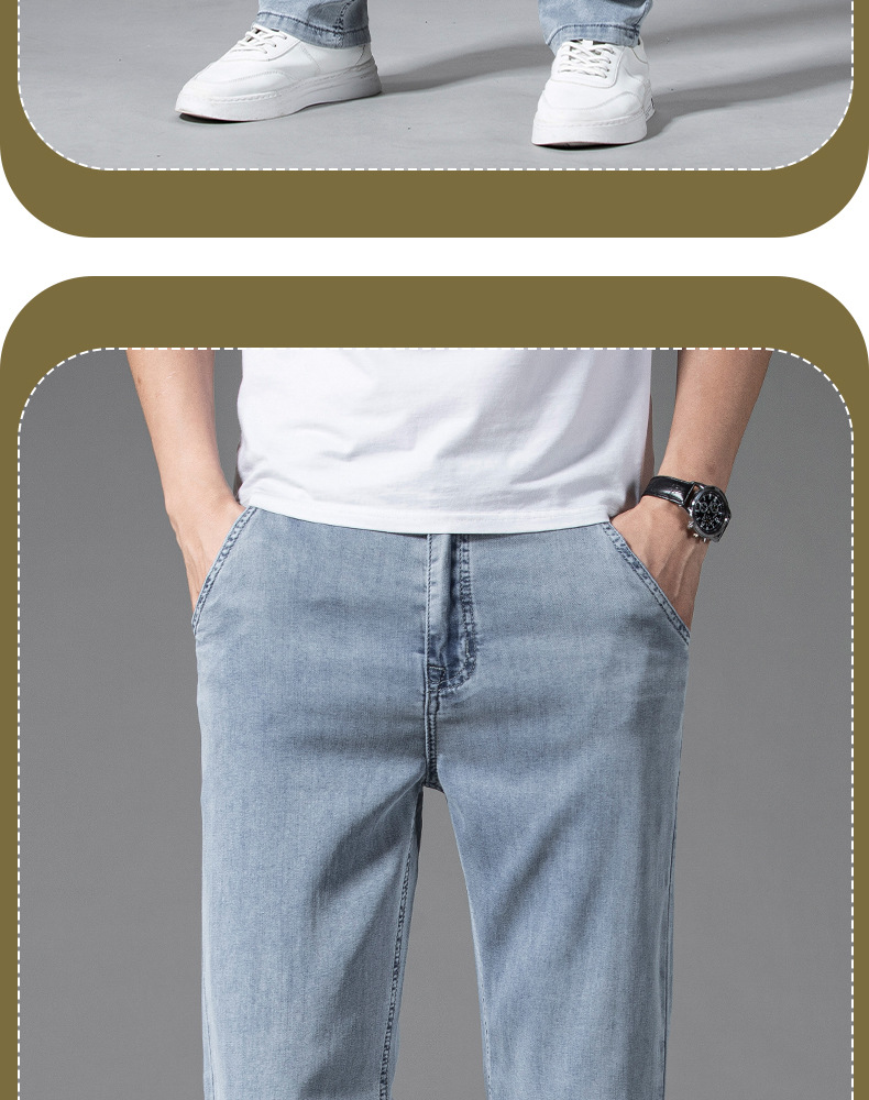 抖音爆款春夏冰丝凉感牛仔裤男宽松直筒长裤新塘高端天丝阔腿裤薄详情12