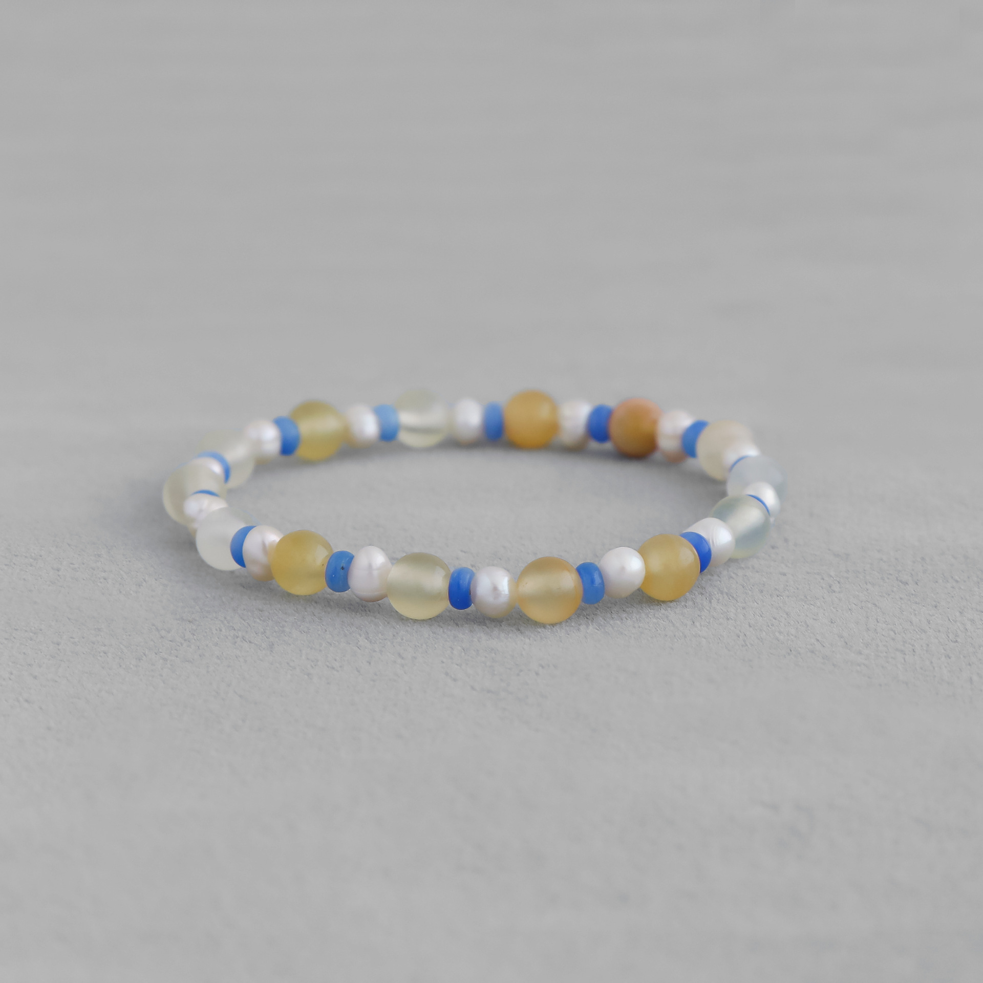 WP*家海盐太妃糖串珠手链 新中式气质简约米黄玉淡水珍珠串珠手链详情4